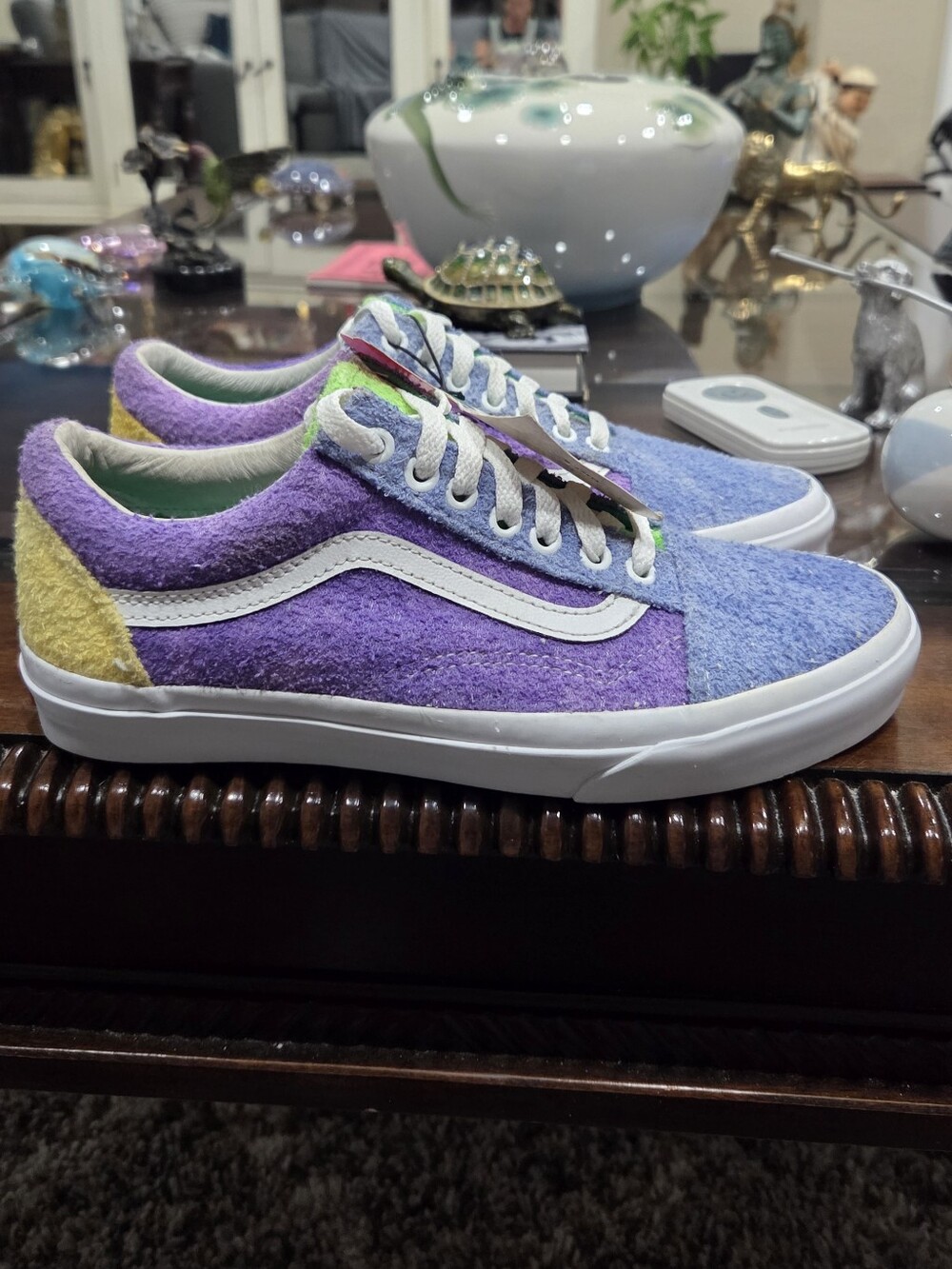 Vans Anderson Paak Pld Skool Zit Multi-Color Suede Skate Sneakers - White Stripe